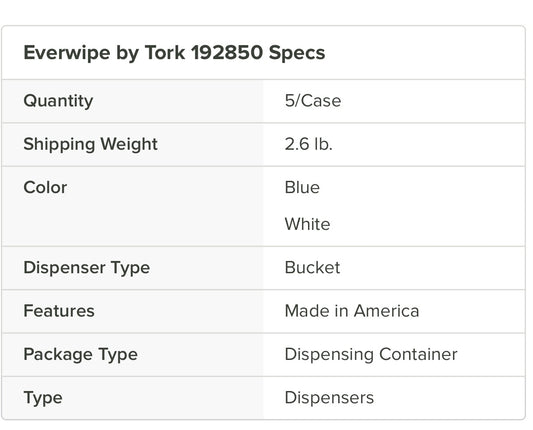 TORK- Everwipe Chem-Ready Empty Bucket for Wiping Rolls - 5/Case