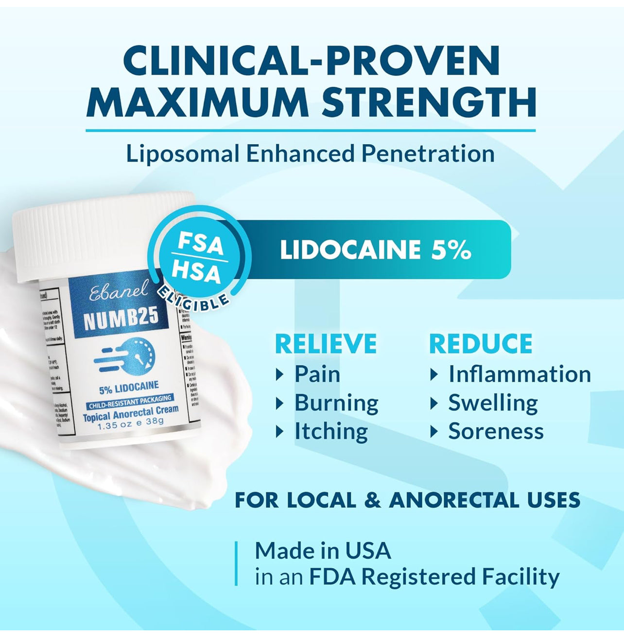 Ebanel 5% Lidocaine Numbing Cream