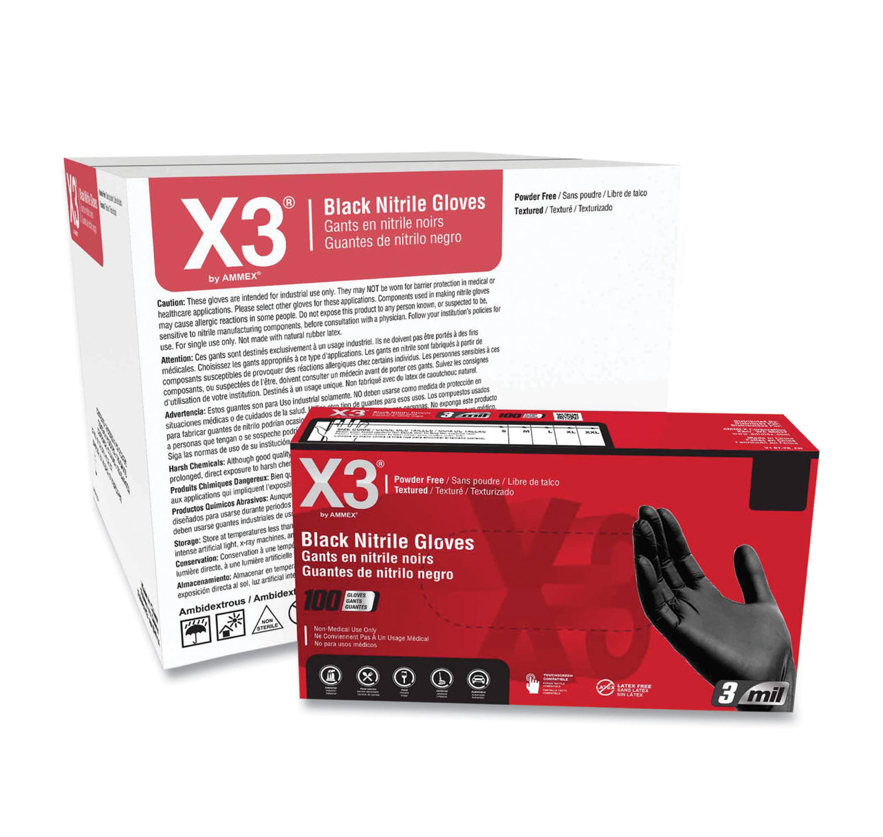 X3 Black Nitrile- Large